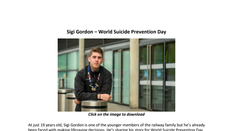 Sigi Gordon - World Suicide Prevention Day