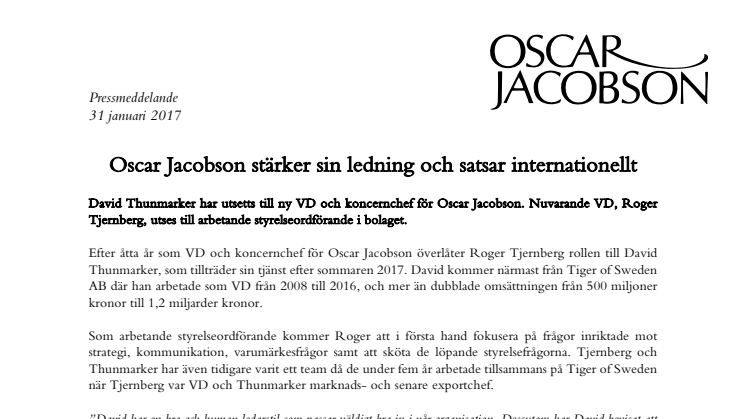 Oscar Jacobson stärker sin ledning och satsar internationellt