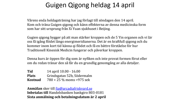 Guigen qigongkurs 14 april 2013