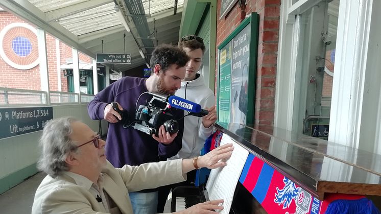 Champions League anthem composer Tony Britten was interviewed by Crystal Palace Football Club's Palace TV at Thornton Heath railway station