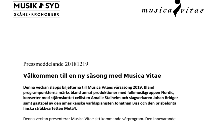 Välkommen till en ny säsong med Musica Vitae