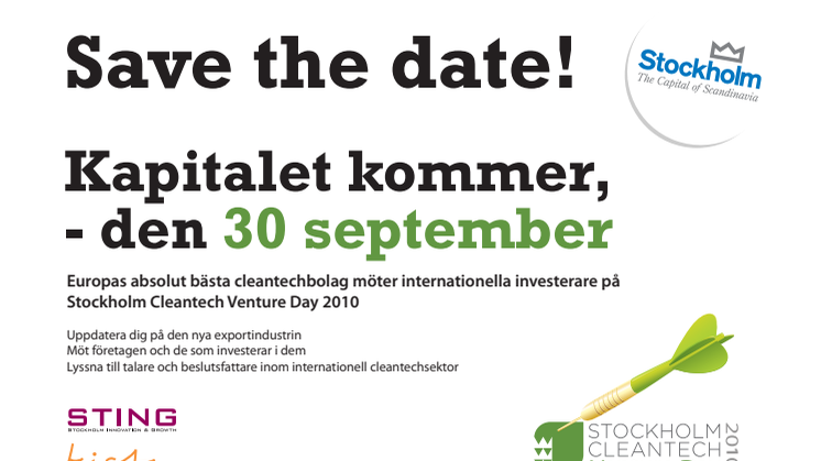 Save the date - Stockholm Cleantech Venture Day 2010