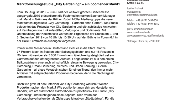Marktforschungsstudie „City Gardening“ – ein boomender Markt?