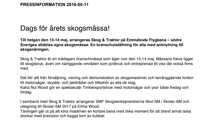 Dags för årets skogsmässa i Emmaboda!