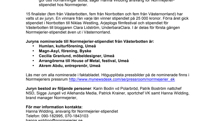 Vem vinner Norrmejerier-stipendiet 2011? House of Metal och entreprenören Akrem Abdu bland de nominerade