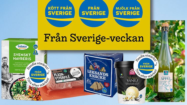 SIA Glass, Nybergs Deli, Kiviks Musteri, Leksands Knäckebröd, Frebaco och KLS Ugglarps är några av de företag som skyltar upp i butikerna under Från Sverige-veckan med tema "Handla utmärkt!" den 3-11 oktober. 
