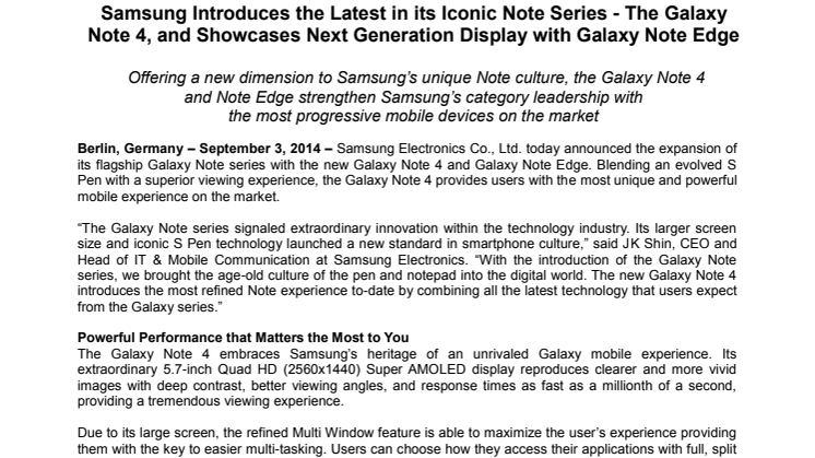 Samsung Introduces the Latest in its Iconic Note Series