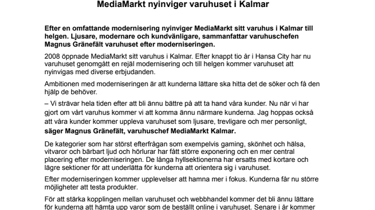 MediaMarkt nyinviger varuhuset i Kalmar 