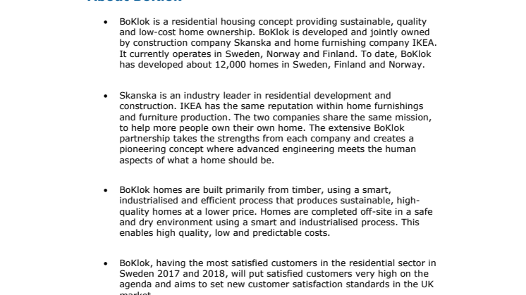 Notes to editors - About BoKlok