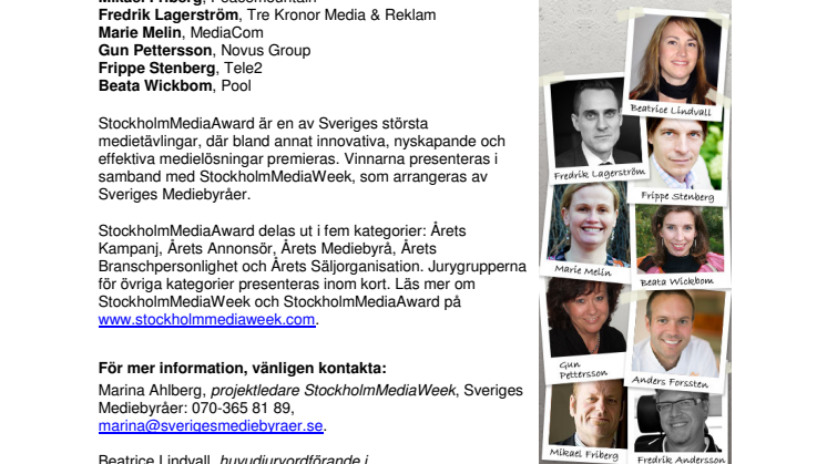 StockholmMediaAward 2011: Juryn för Årets Kampanj och Årets Annonsör spikad