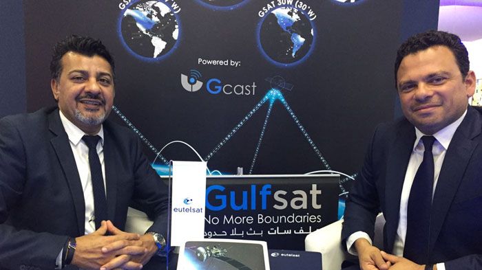 Mohammed AlHaj, Gulfsat's Chairman and CEO and Ghassan Murat, Vice President of Business Development & Strategy at Eutelsat Dubai (from left to right)