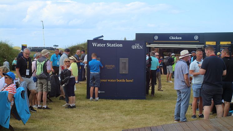 Bluewater water stations served golf fans purified water at key locations at The Open 2019 following the decision by the organisers not to sell single use plastic bottles during the event.