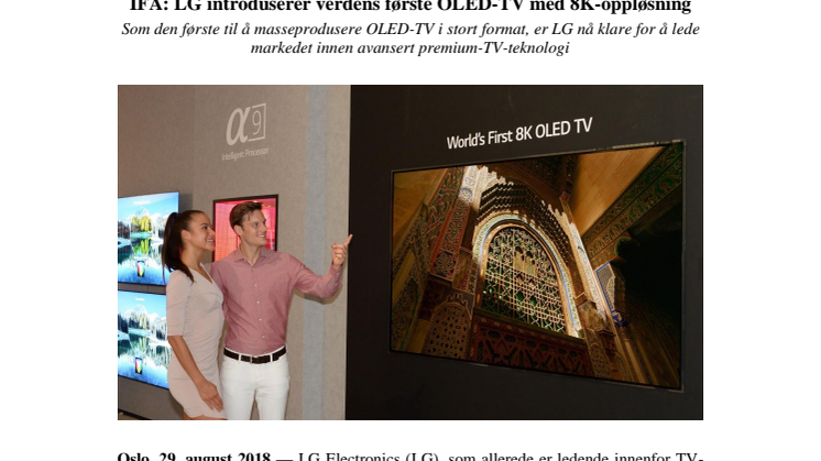 IFA: LG introduserer verdens første OLED-TV med 8K-oppløsning 