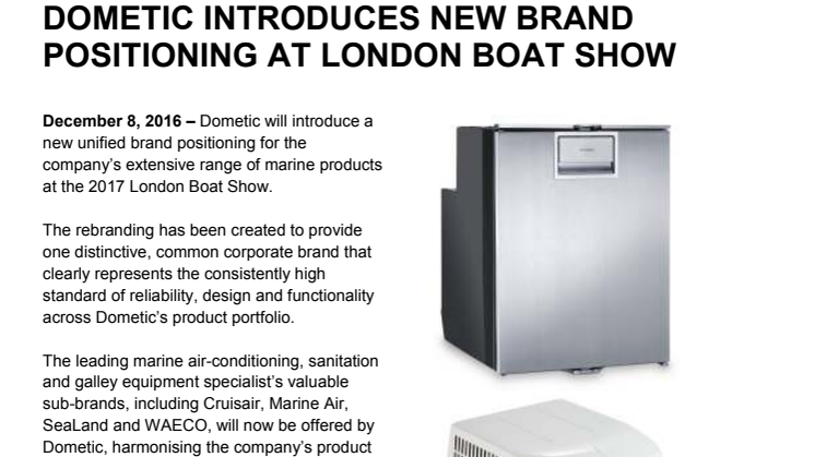 Dometic Introduces New Brand Positioning at London Boat Show
