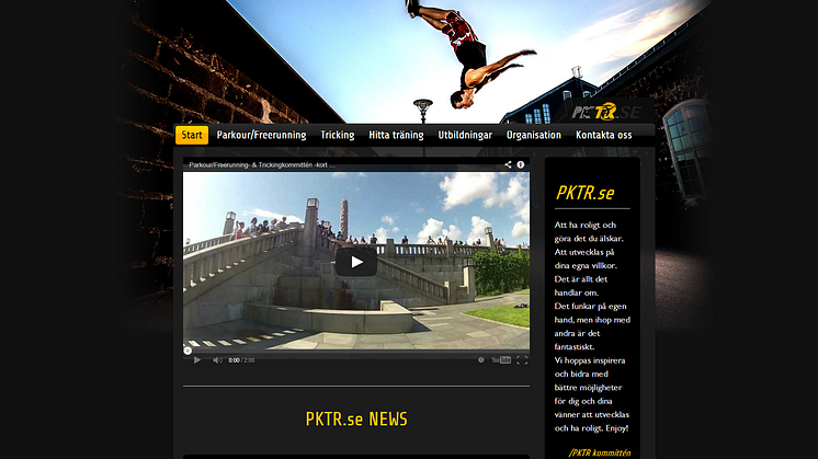 Ny hemsida för alla som gillar parkour och tricking: PKTR.se