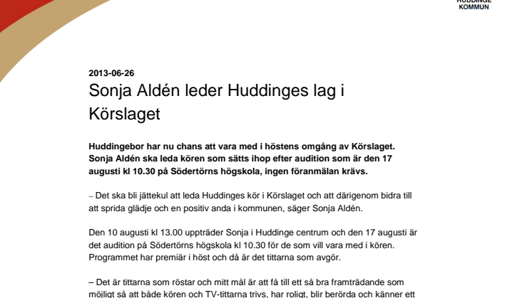 Sonja Aldén leder Huddinges lag i Körslaget