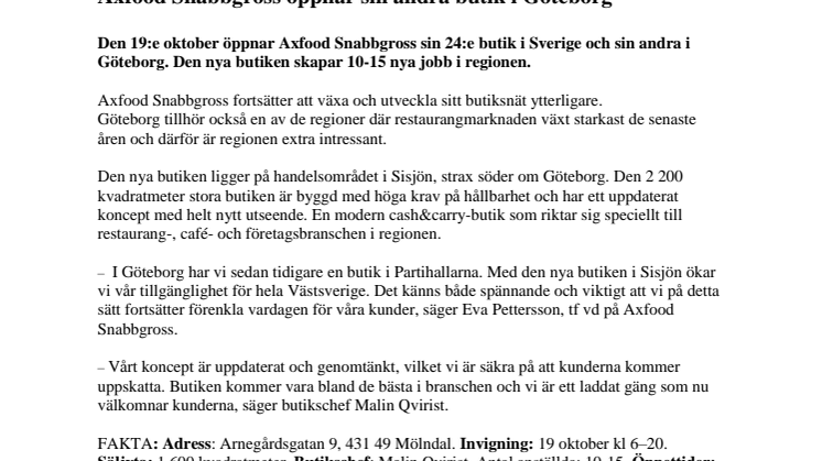 Axfood Snabbgross öppnar sin andra butik i Göteborg