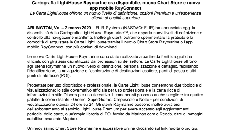  Cartografia LightHouse Raymarine ora disponibile, nuovo Chart Store e nuova app mobile RayConnect