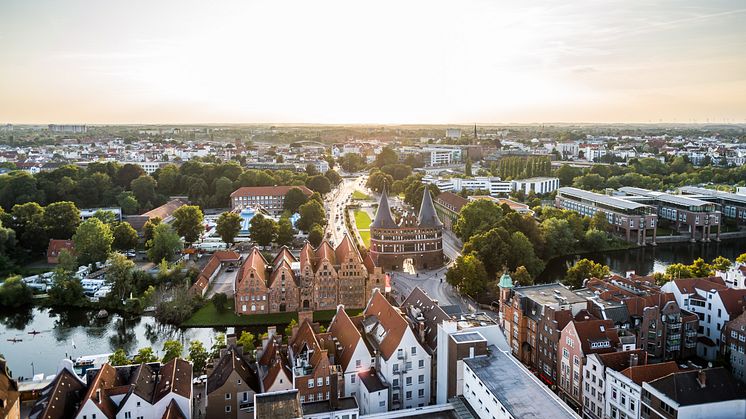 übeck: Luftfoto af den gamle bydel i hansestaden 
