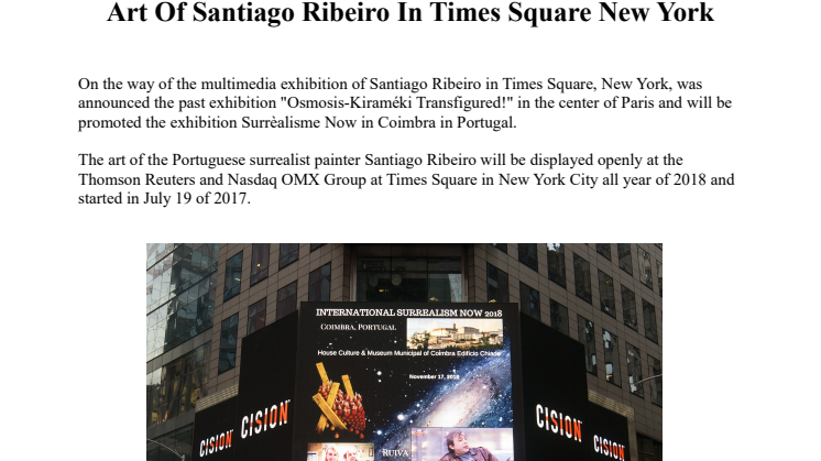 Santiago Ribeiro exhibits in the heart of New York city and in the historical center of Moscow