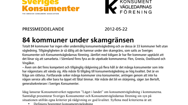 84 kommuner under skamgränsen