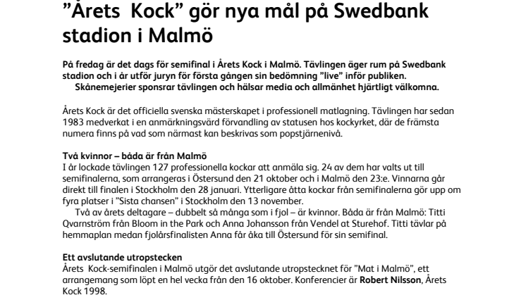 Årets Kock gör nya mål på Swedbank Stadion i Malmö