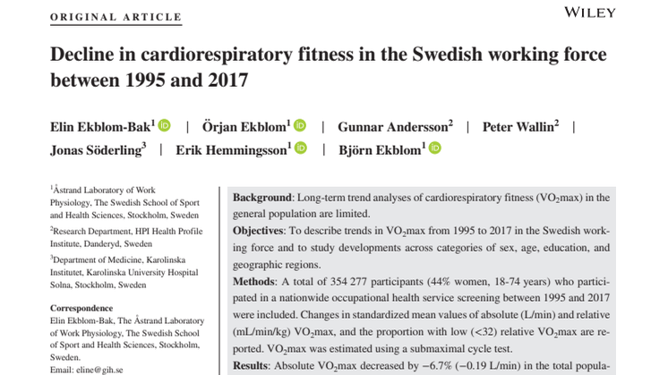 Den vetenskapliga artikeln publicerad i Scandinavian Journal of Medicine Science in Sports 