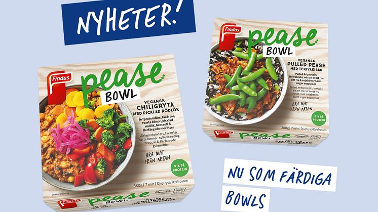 Findus lanserar Pease Bowls: veganska färdigrätter gjorda på ärtprotein