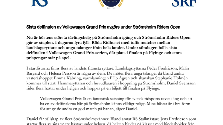 Sista delfinalen av Volkswagen Grand Prix avgörs på Strömsholm i helgen