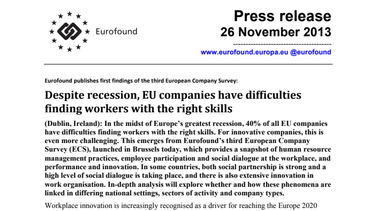Despite recession, EU companies have difficulties finding workers with the right skills 