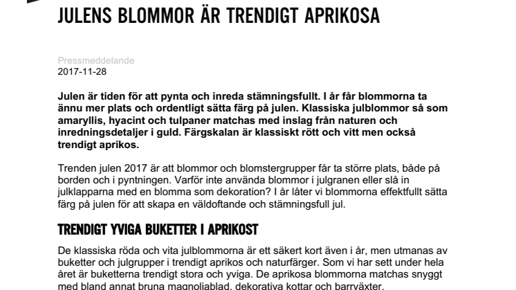 Julens blommor är trendigt aprikosa