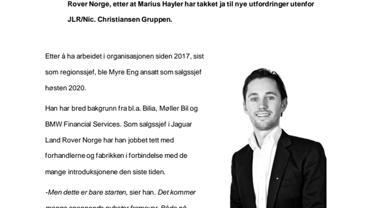Ny sjef for Jaguar Land Rover Norge