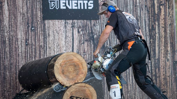 Ferry Svan drømmer om å utføre øvelsen Hot Saw under årets VM. Foto: STIHL TIMBERSPORTS®