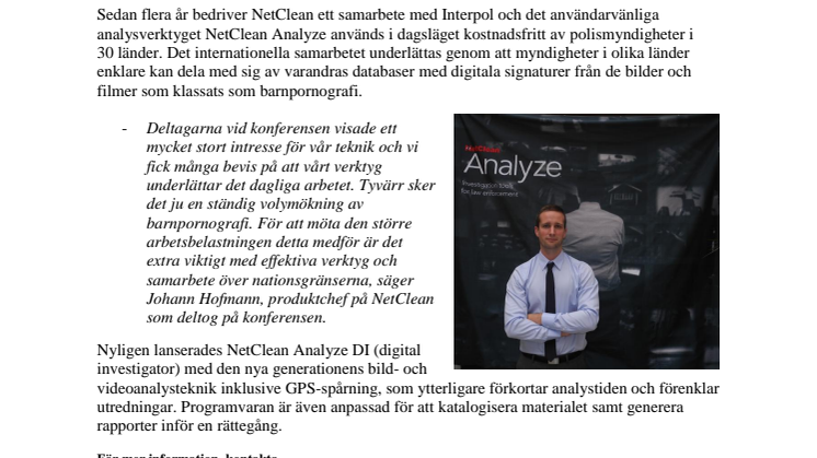 Stort intresse för NetCleans analysteknik på Interpols konferens