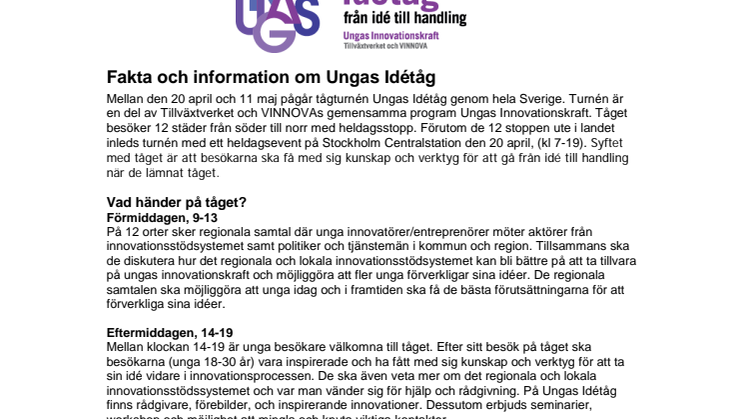 Fakta och information om Ungas Idétåg