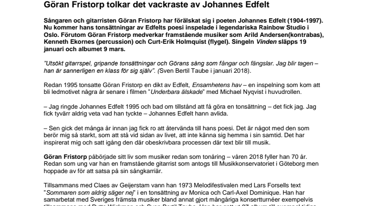 Göran Fristorp sjunger Johannes Edfelt