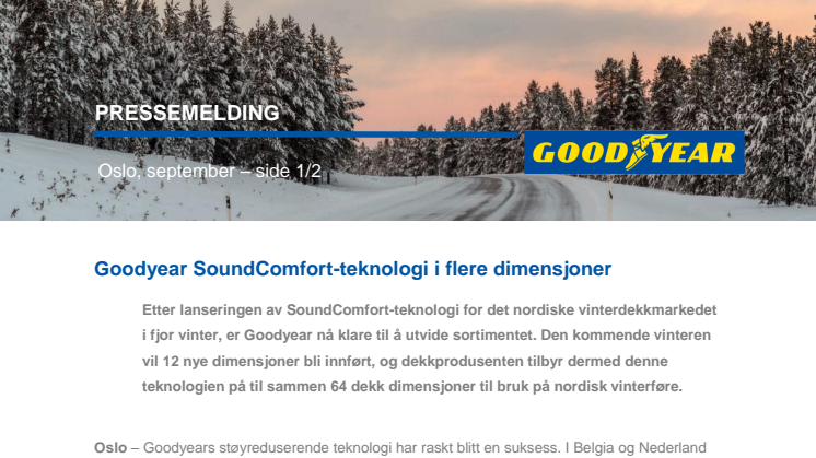 Goodyear SoundComfort-teknologi i flere dimensjoner 