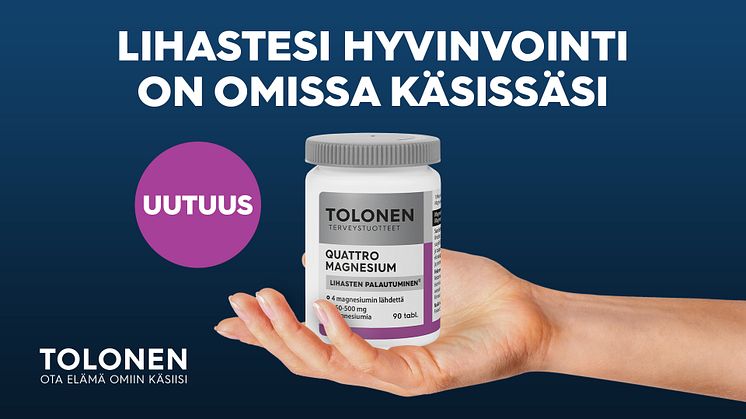 Tolonen Quattro Magnesium on neljän magnesiummuodon tehoyhdistelmä lihasten hyvinvoinnille.