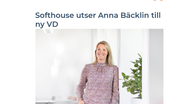 ​Softhouse utser Anna Bäcklin till ny koncern VD​