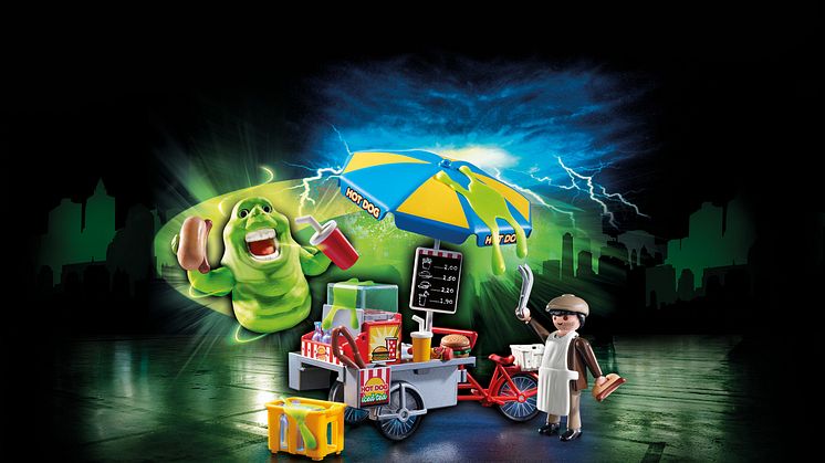 Die PLAYMOBIL-Ghostbusters: Slimer mit Hot Dog Stand
