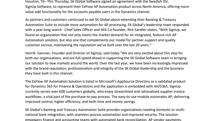 SK Global Software Adds AP Automation to Their Dynamics AX/D365 Solution Portfolio