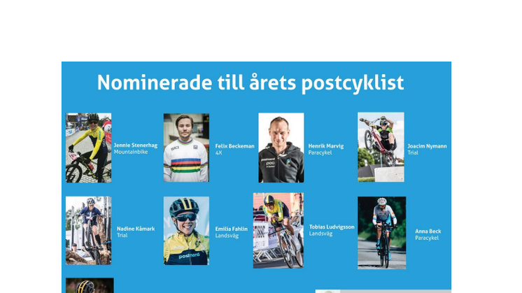 Nominerade till Årets Postcyklist 2017 med motiveringar