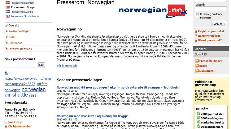 Norwegians presserom på Mynewsdesk 