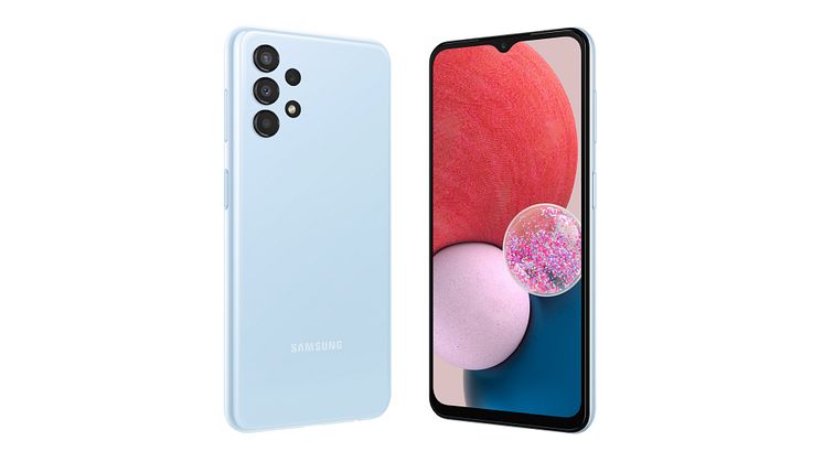 Galaxy A13 kommer i fargene Black, White og Blue, og er tilgjengelig hos utvalgte utsalgssteder og på samsung.com