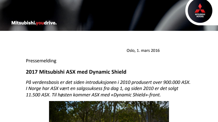 2017 Mitsubishi ASX med Dynamic Shield