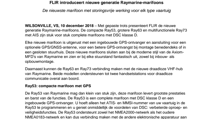 FLIR introduceert nieuwe generatie Raymarine-marifoons