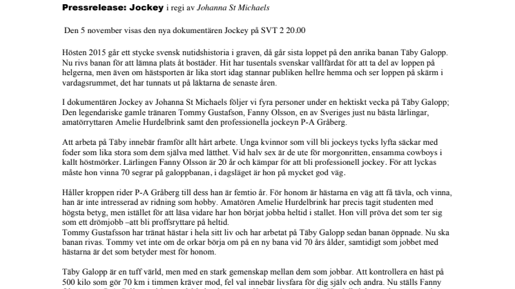 Dokumentären Jockey på SVT 2