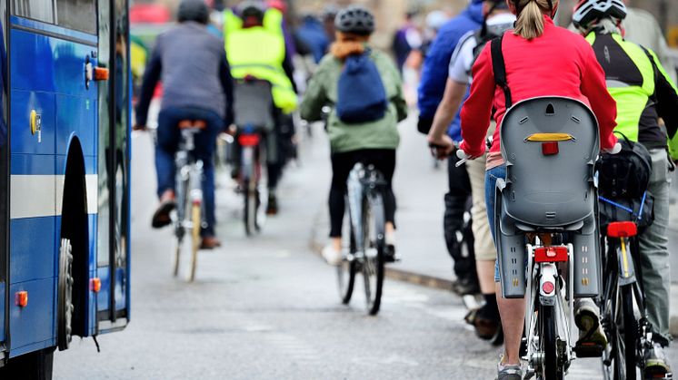 Cyclists in a city centre