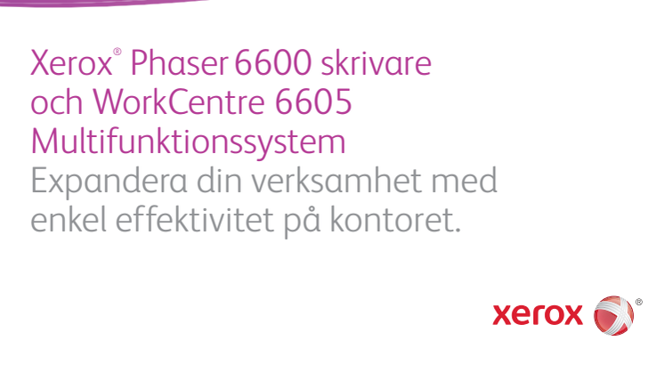 DocuPartner lanserar Xerox Phaser® 6600 och WorkCentreTM 6605