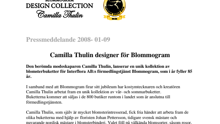 Camilla Thulin designer för Blommogram
